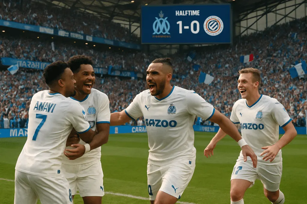 à la mi-temps, marseille prend l'avantage sur montpellier avec un score de 1-0, offrant une première période dynamique et prometteuse. découvrez les moments clés et analysez les performances des joueurs.