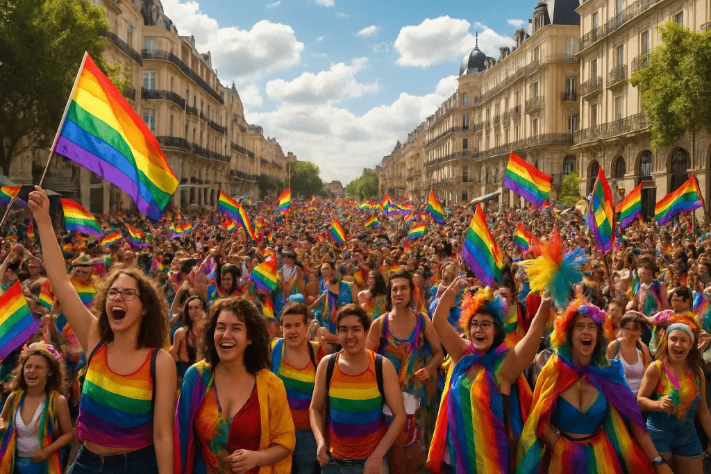 revivez la 31e édition de la marche des fiertés à montpellier à travers une galerie de images captivantes. plus de 10 000 participants ont célébré la diversité et l'égalité dans une ambiance festive et colorée. plongez dans cet événement emblématique qui met en avant l'amour et la solidarité.