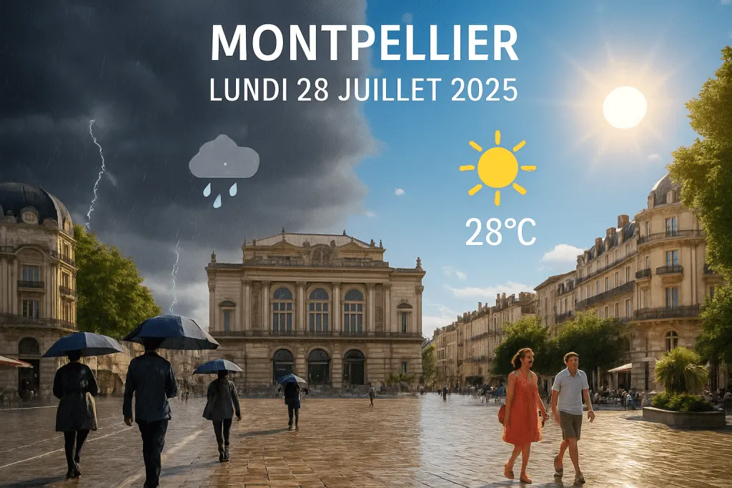découvrez les prévisions météorologiques détaillées pour montpellier et ses environs le lundi 28 juillet 2025. restez informé sur le temps qu'il fera, les températures attendues et les éventuelles conditions climatiques afin de bien planifier votre journée.