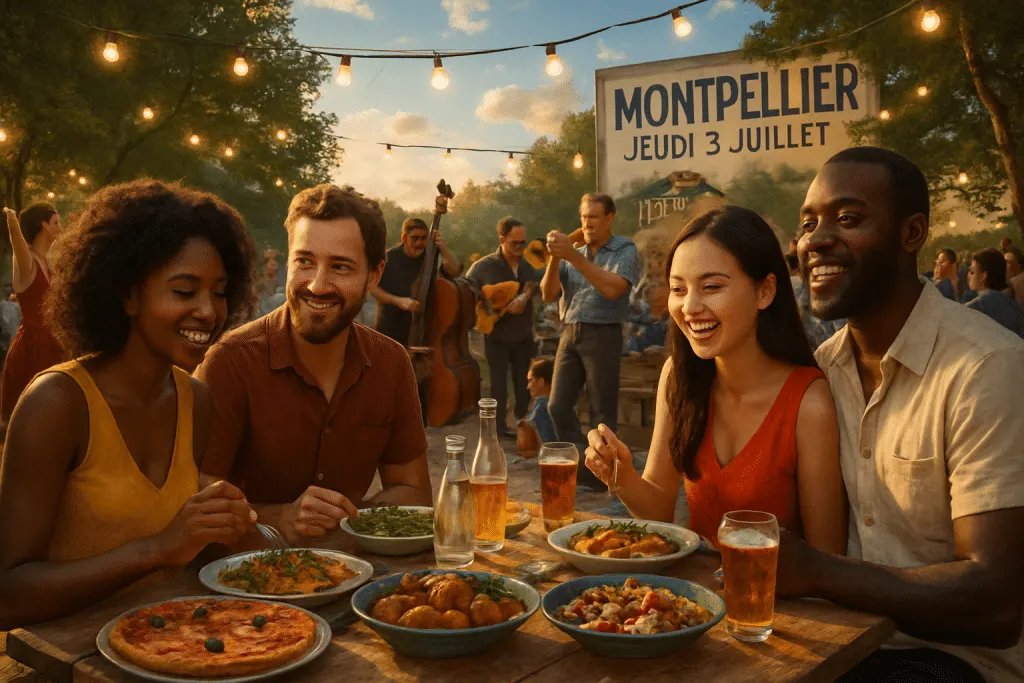 découvrez montpellier sous un nouvel angle ce jeudi 3 juillet. savourez des expériences gustatives uniques tout en profitant de mélodies jazz envoûtantes et de concerts en plein air. ne manquez pas cette journée festive remplie de culture et de délices !
