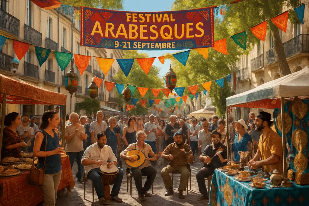 venez vivre une expérience culturelle unique au festival arabesques à montpellier, du 9 au 21 septembre. plongez dans l'art, la musique et la gastronomie des cultures arabes, avec des spectacles captivants et des activités pour toute la famille.