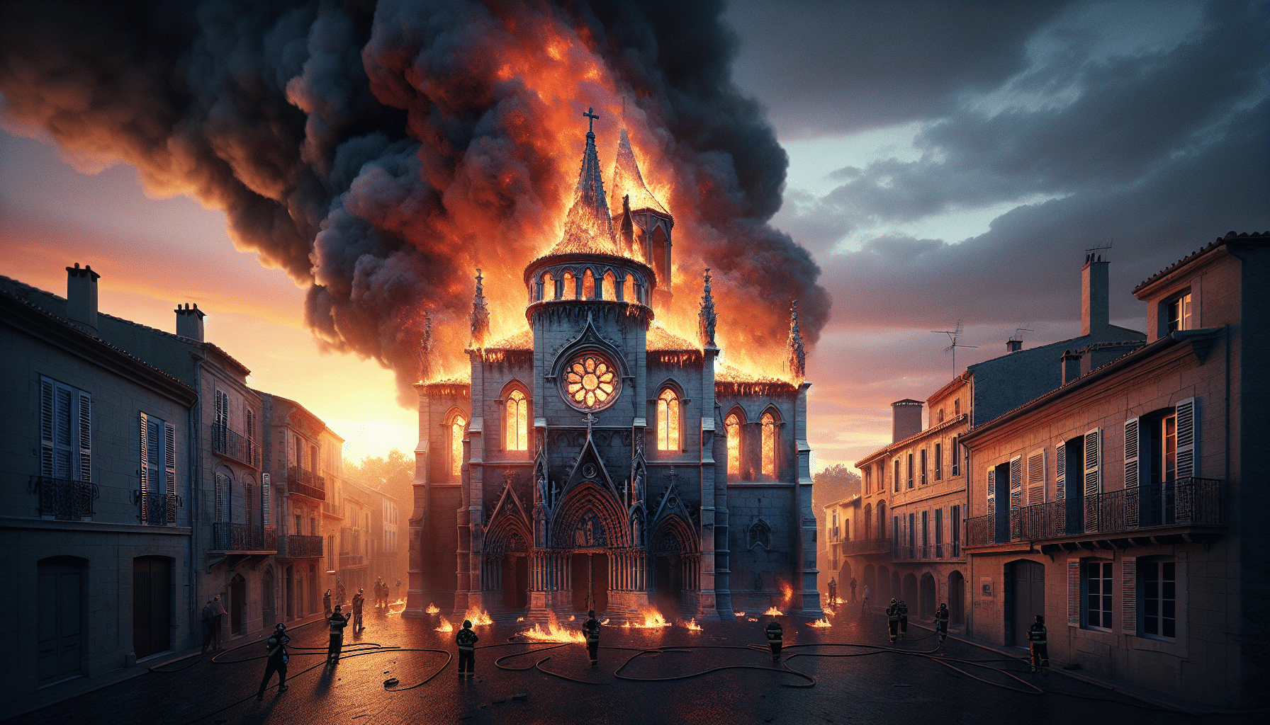 Un incendio arrasa el tejado de una iglesia en Montpellier