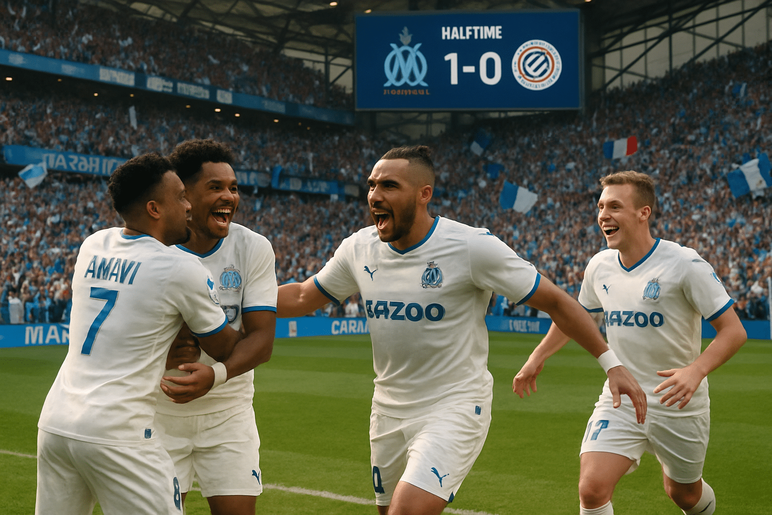 Marseille leads 1-0 against Montpellier at halftime