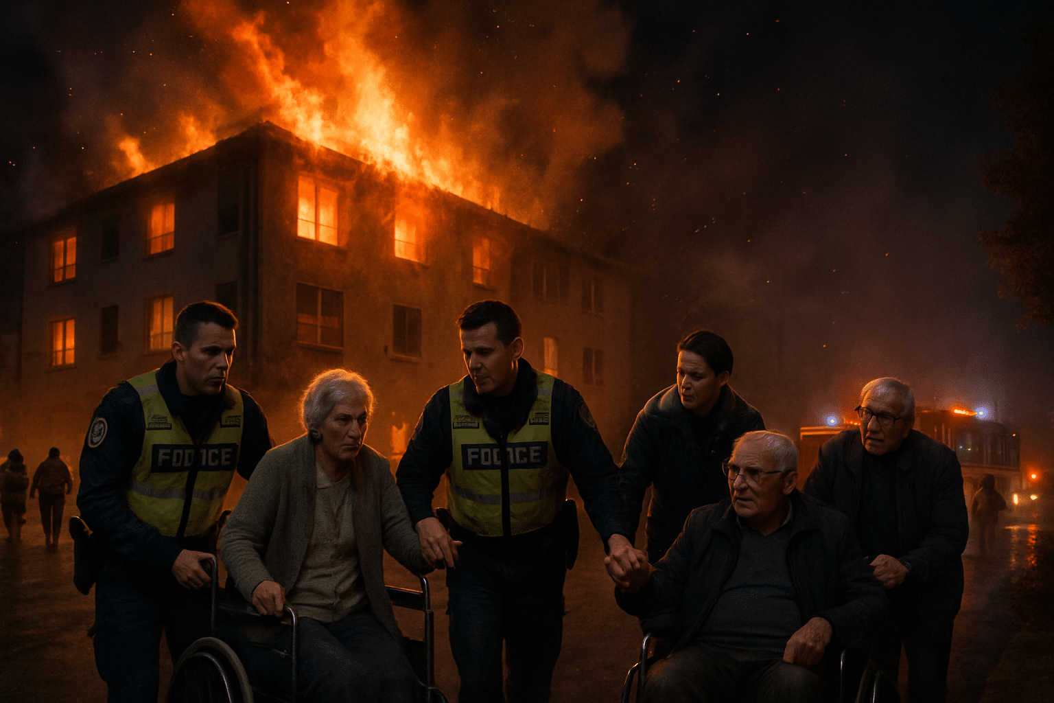 A fire breaks out in a retirement home near Montpellier: four police officers intervene to evacuate the residents before the firefighters arrive.