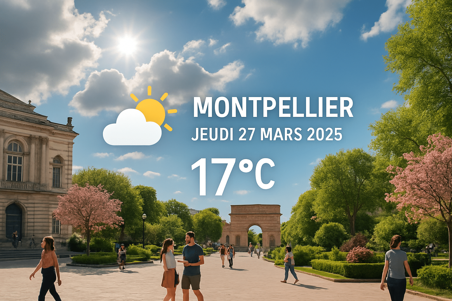 prévisions météo pour Montpellier et ses alentours le jeudi 27 mars 2025