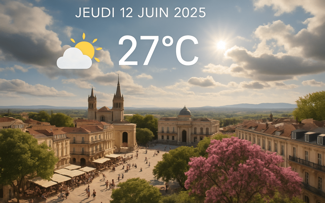 découvrez les prévisions météo détaillées pour montpellier et ses environs le jeudi 12 juin 2025. préparez-vous à la journée en consultant les températures, risques de pluie et conditions météorologiques.