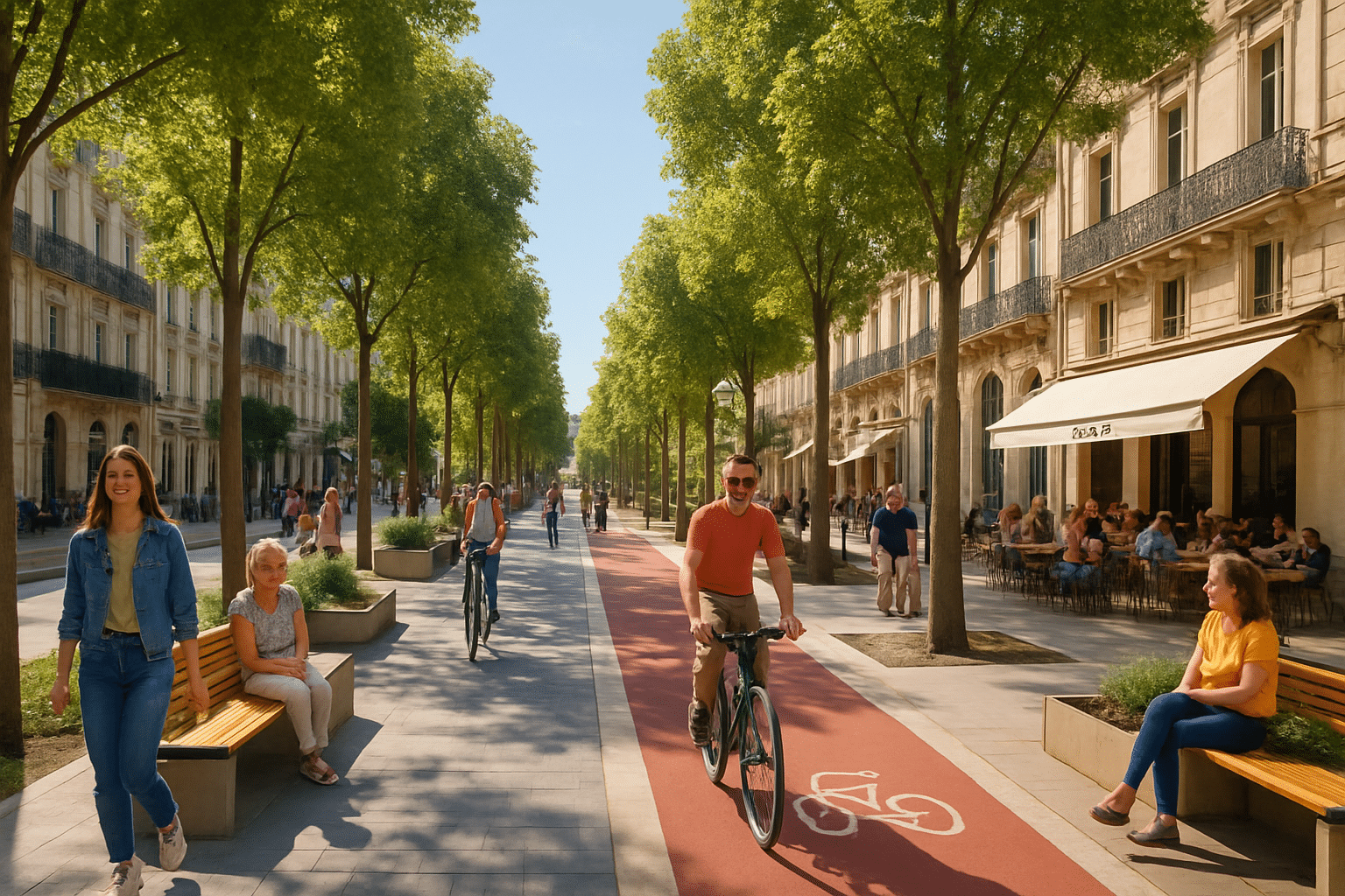 Montpellier: la Avenue de la Liberté se transforma en un espacio revitalizado