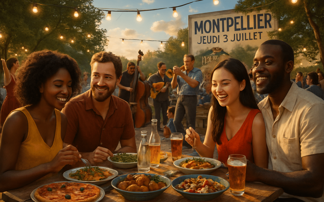 découvrez montpellier sous un nouvel angle ce jeudi 3 juillet. savourez des expériences gustatives uniques tout en profitant de mélodies jazz envoûtantes et de concerts en plein air. ne manquez pas cette journée festive remplie de culture et de délices !
