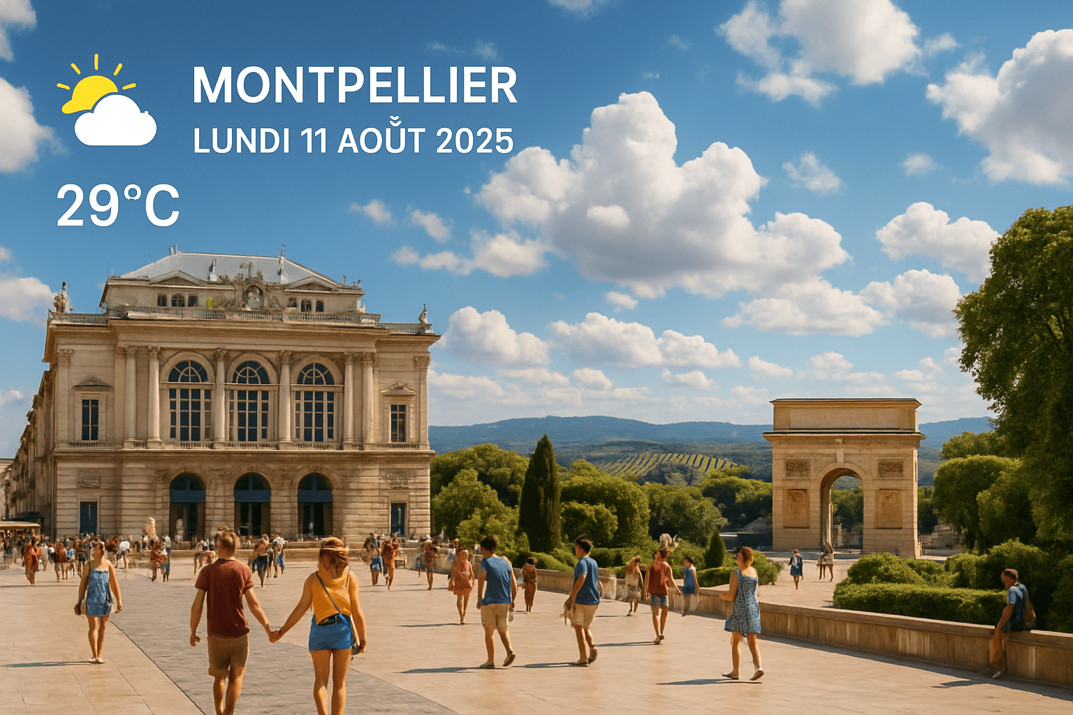 Weather forecast for Montpellier and surrounding areas on Monday, August 11, 2025