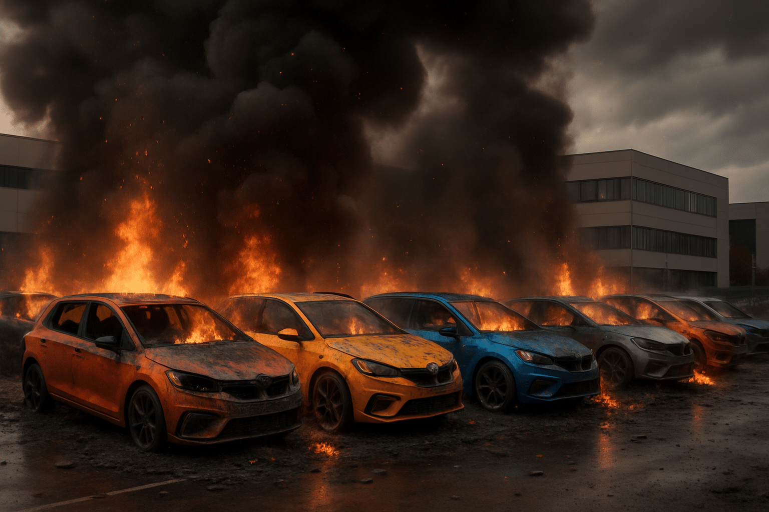 Infierno en el aparcamiento de una empresa automovilística cerca de Montpellier: nueve vehículos reducidos a cenizas