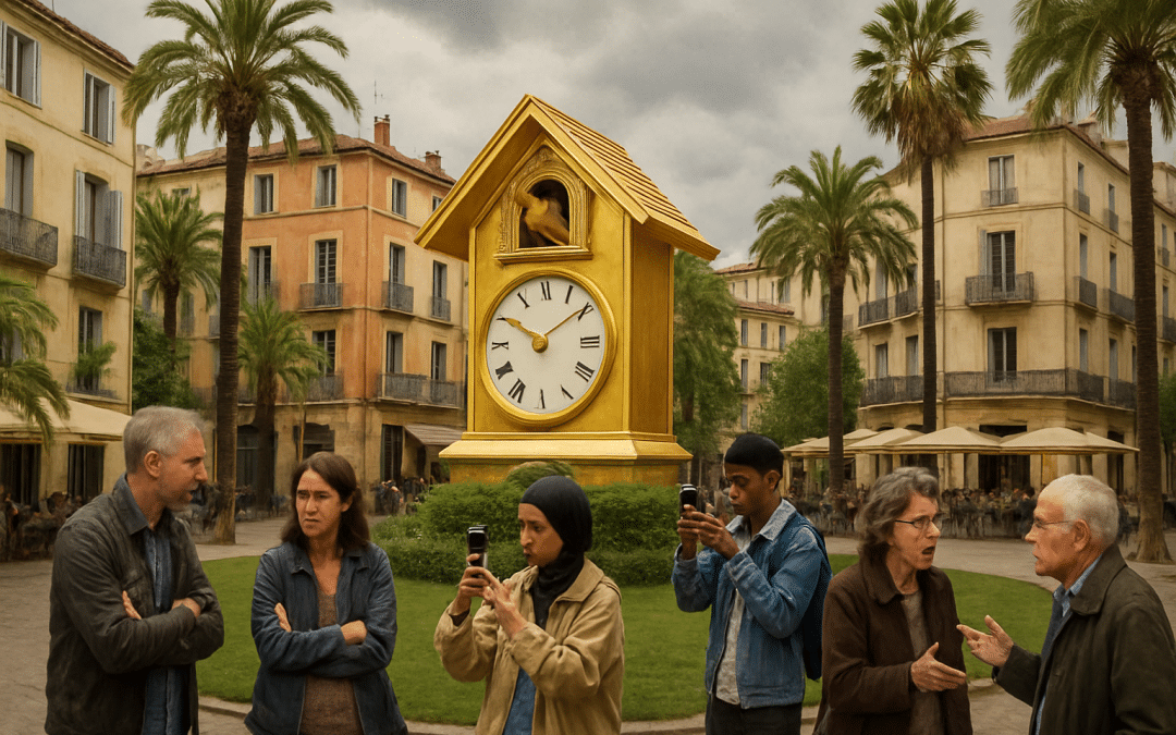 à montpellier, la municipalité suscite la polémique après un investissement de 65 000 euros dans une œuvre intitulée « coucou ». des citoyens expriment leur mécontentement, dénonçant un gaspillage des fonds publics face à cette décision controversée.