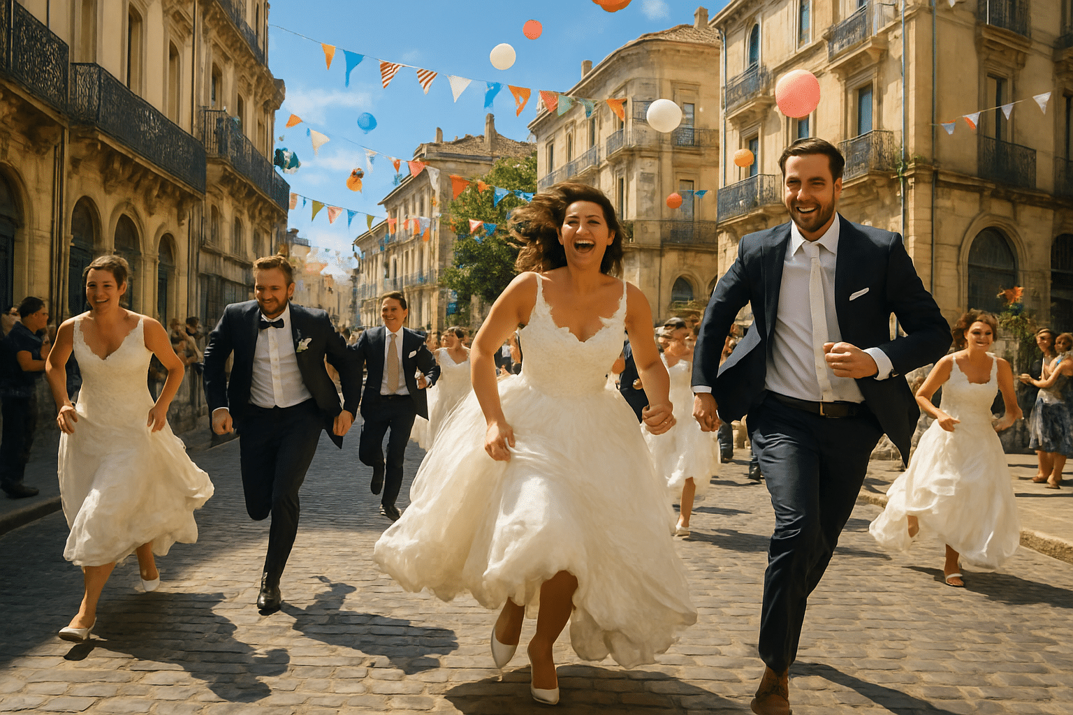In Montpellier, a wedding parade turns into a spectacular urban race