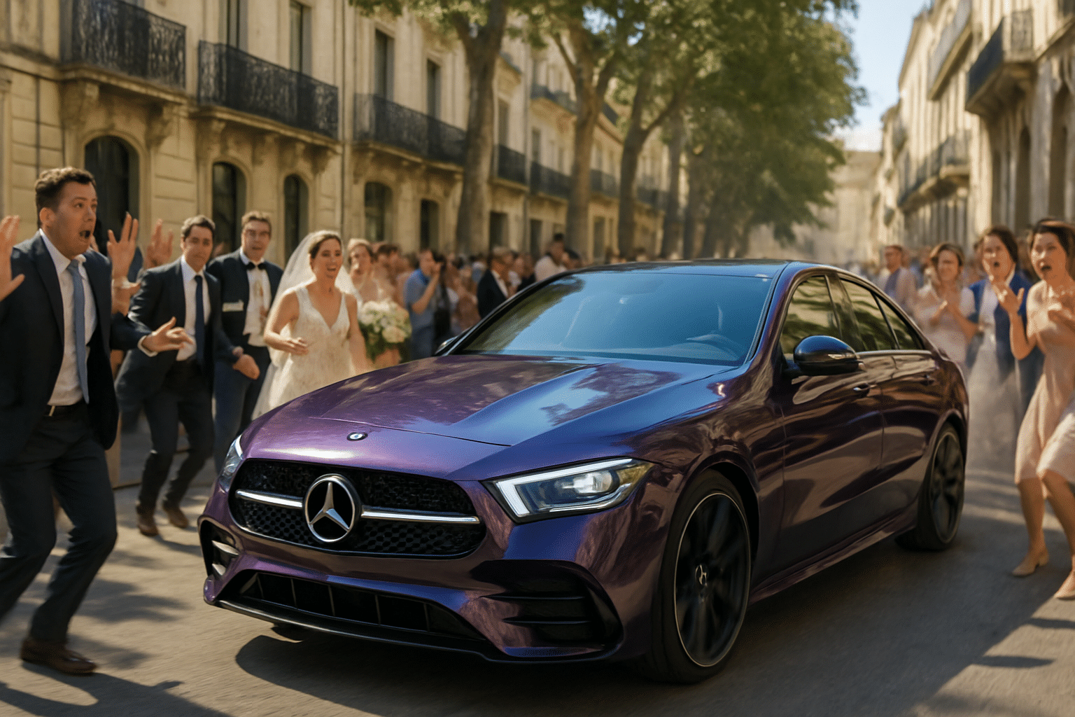 Montpellier : Une Mercedes folle crée la panique en plein cortège nuptial