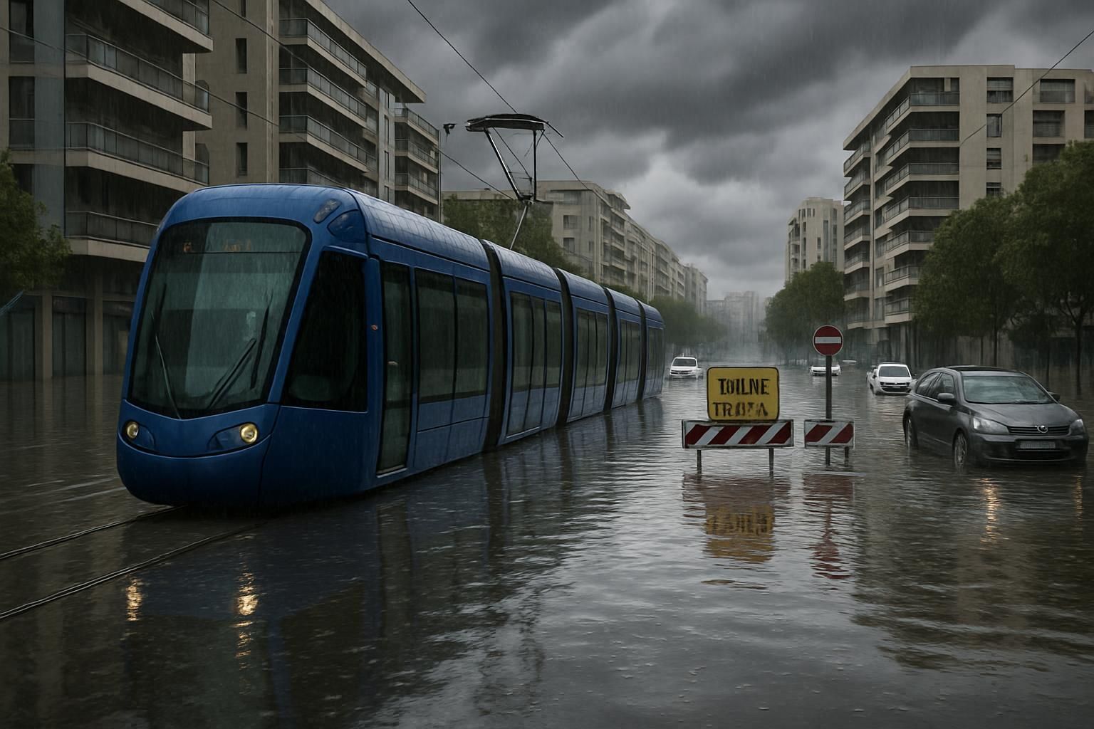 Montpellier underwater: torrential rains, closed streets and immobilized trams – in pictures