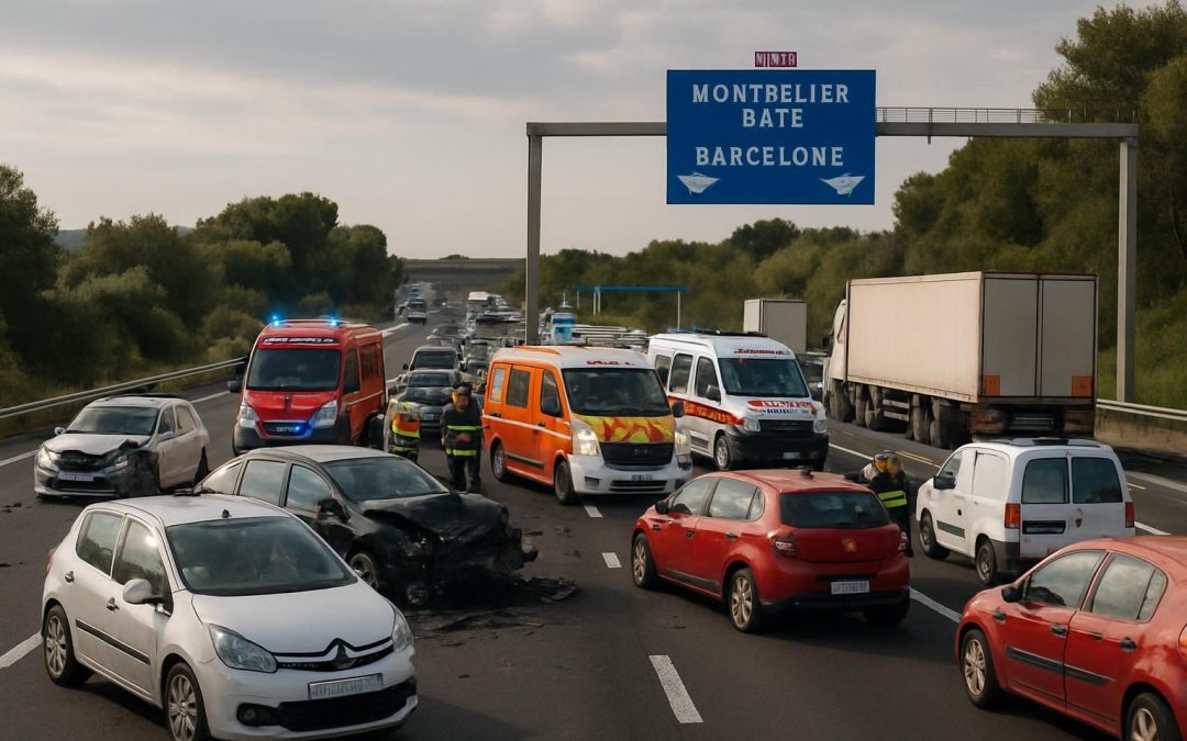 suivez en direct l'accident majeur entraînant la fermeture de l'a9 entre montpellier et sète en direction de barcelone ce vendredi. informations et itinéraires alternatifs disponibles.